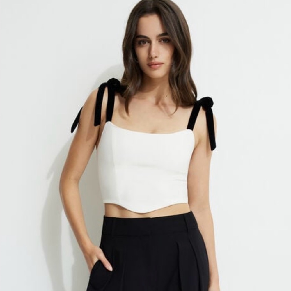 Dynamite Velvet Bow Ties Top